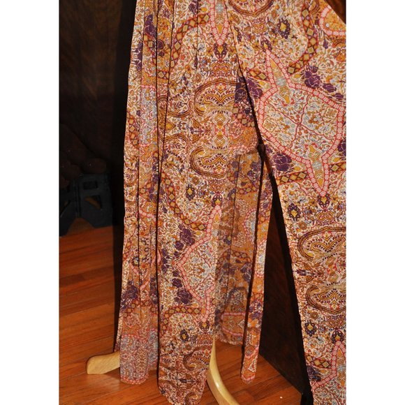 Xhilaration Rust Cream & Purple Chiffon Maxi Dress With Four Slitted Panels - Picture 3 of 8